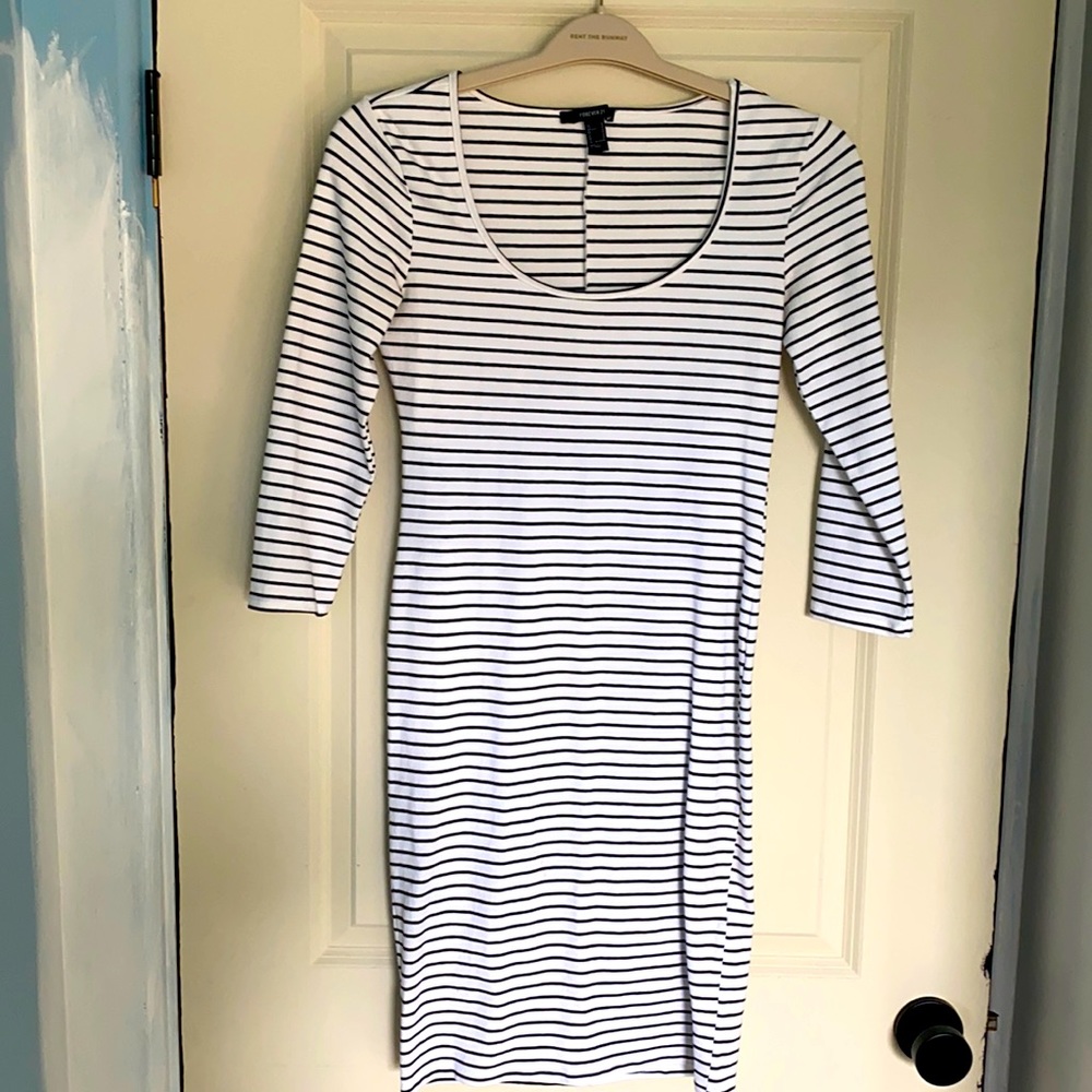 Black and white striped dress